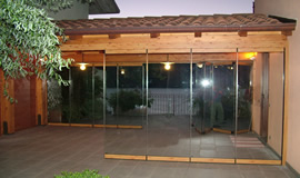 glass and aluminium veranda with wood effect